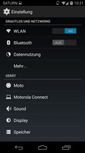 Moto X: Einstellungen (Screenshot: n-droid.de)