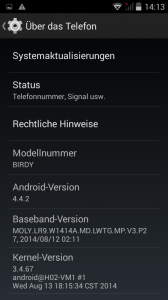 Wiko Birdy Systeminfo (Screenshot: N-Droid.de