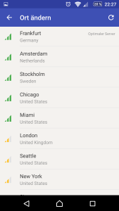 6.) Auch diese Ansicht ist zu sehen, manche Services durchschauen VPN nämlich und blocken die Datenströme. Kein Problem! Einfach den Standort wechseln. In Deutschland jedoch ein Graubereich!