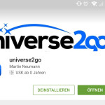 1.) Zunächst ladet ihr euch die Universe2go-App. Die ist generell kostenlose, doch nur Besitzer der Brille kommen in den Genuss des Planetariums.