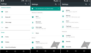 Links: Aktuell, Mitte & Rechts: Android N (Bild: AndroidPolice)
