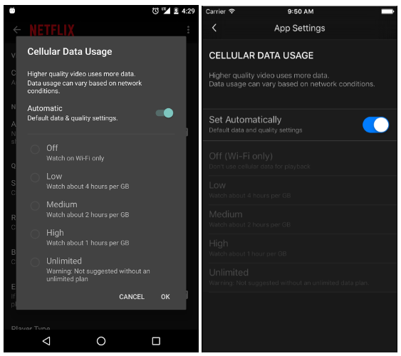 Netflix Mobile Data Screenshot 1